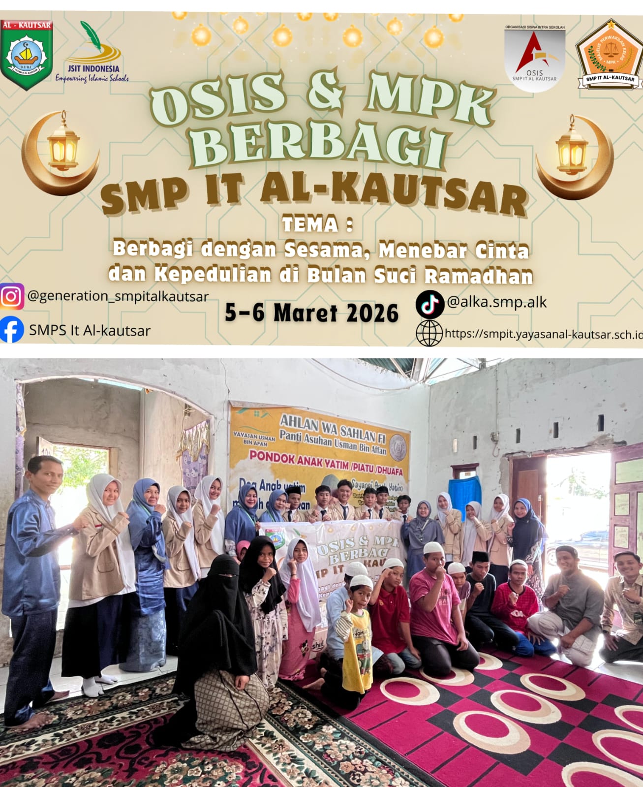 OSIS dan MPK SMP IT Al-Kautsar Berbagi Kebahagiaan di Panti Asuhan: Menebar Cinta dan Kepedulian di Bulan Ramadhan
