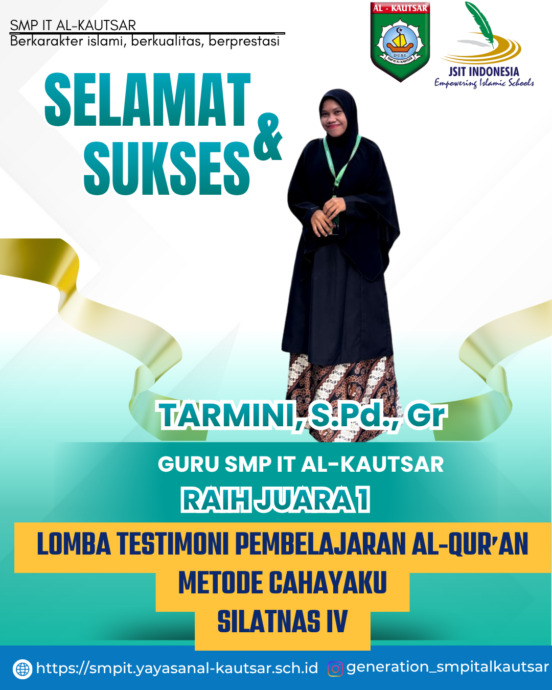 Guru SMP IT Al-Kautsar, Raih Juara I Lomba Testimoni Pembelajaran Al-Qur’an pada SILATNAS IV 2026
