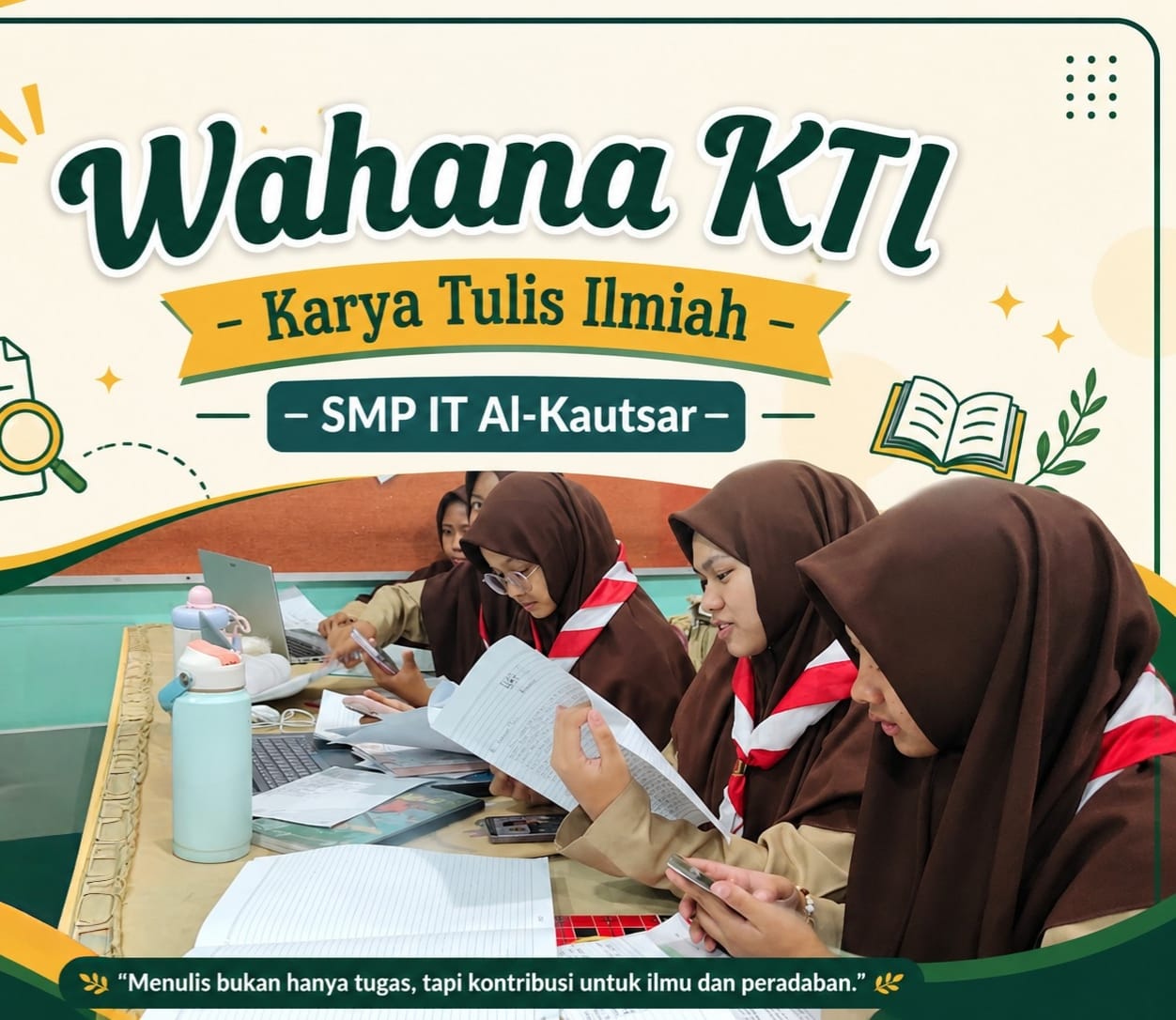 Mengasah Kemampuan Menulis Ilmiah, Murid SMP IT Al-Kautsar Belajar Menyusun Makalah melalui Wahana Karya Tulis Ilmiah (KTI)