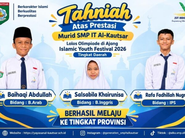 Ukir Prestasi di Olimpiade Islamic Youth Festival 2026, Tiga Murid SMP IT Al-Kautsar Melaju ke Tingkat Provinsi